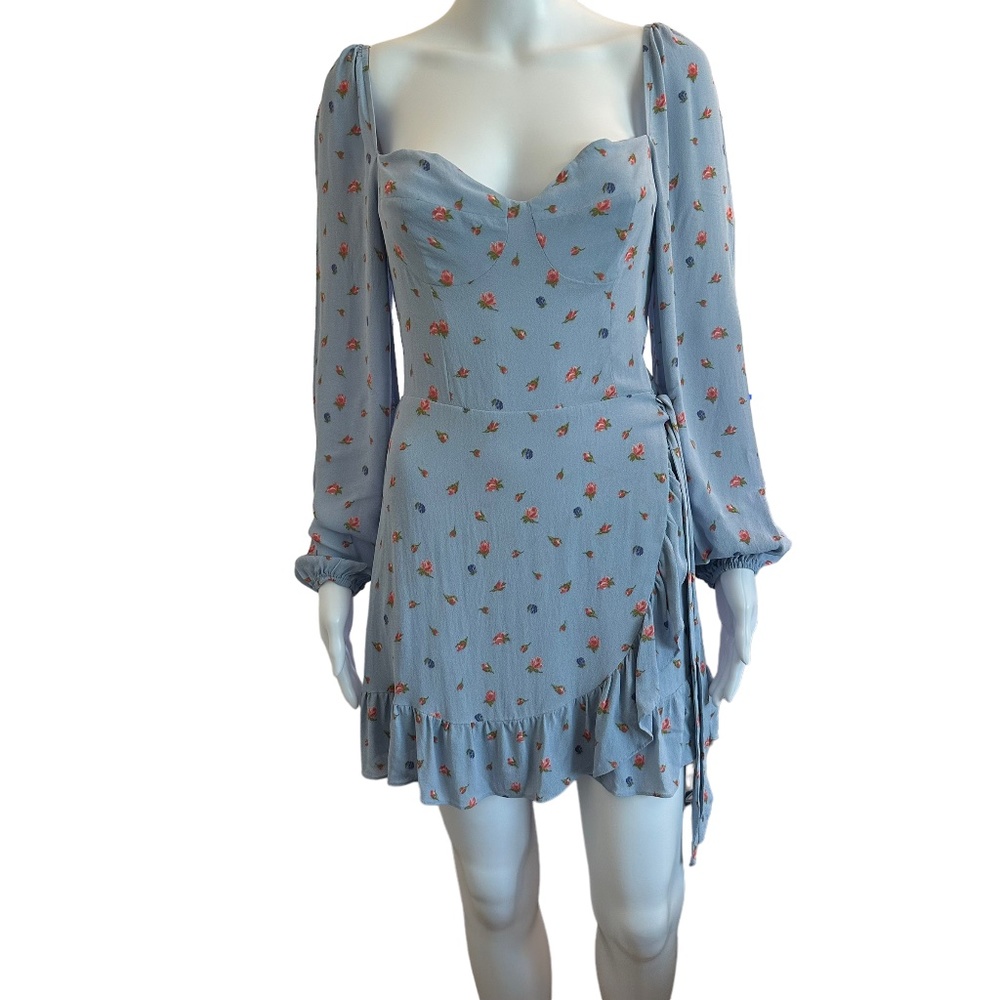 Reformation Cammi Dress Women's Size 8 Short fitted bodice Wrap Skirt Floral